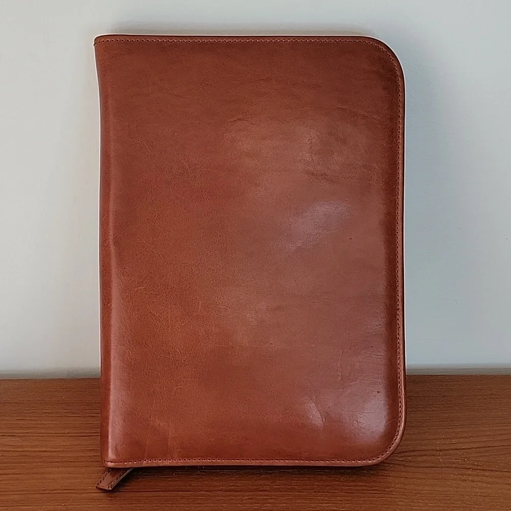 T. Anthony Leather Portfolio Case Under Arm Folio Zippered Pad Cover